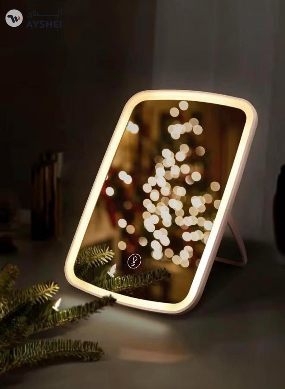 Glowudz makeup mirror with light, with touch screen, USB rechargeable tabletop , led brightness adjustable, white-5-5