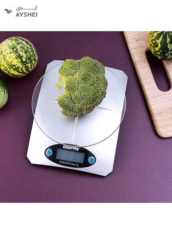 GEEPAS Portable Digital Kitchen Scale 5Kg White