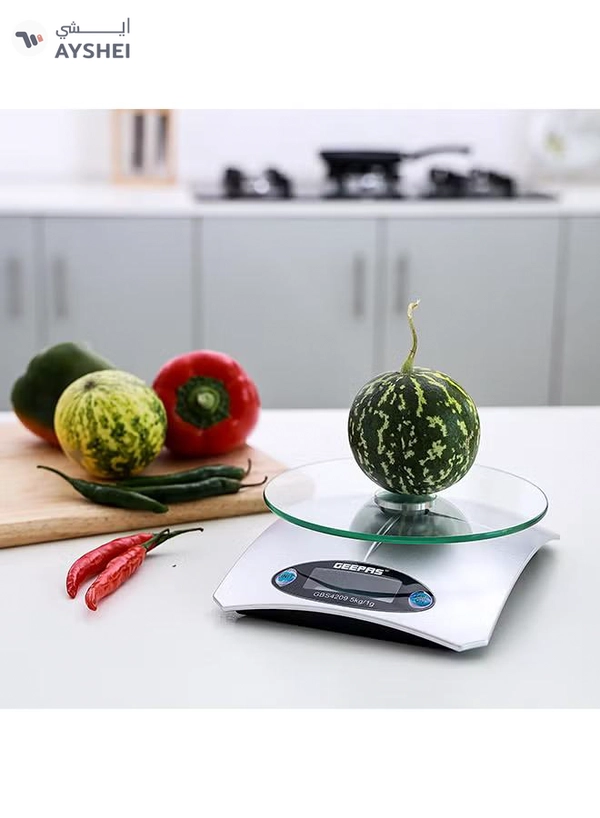 GEEPAS Portable Digital Kitchen Scale 5Kg White