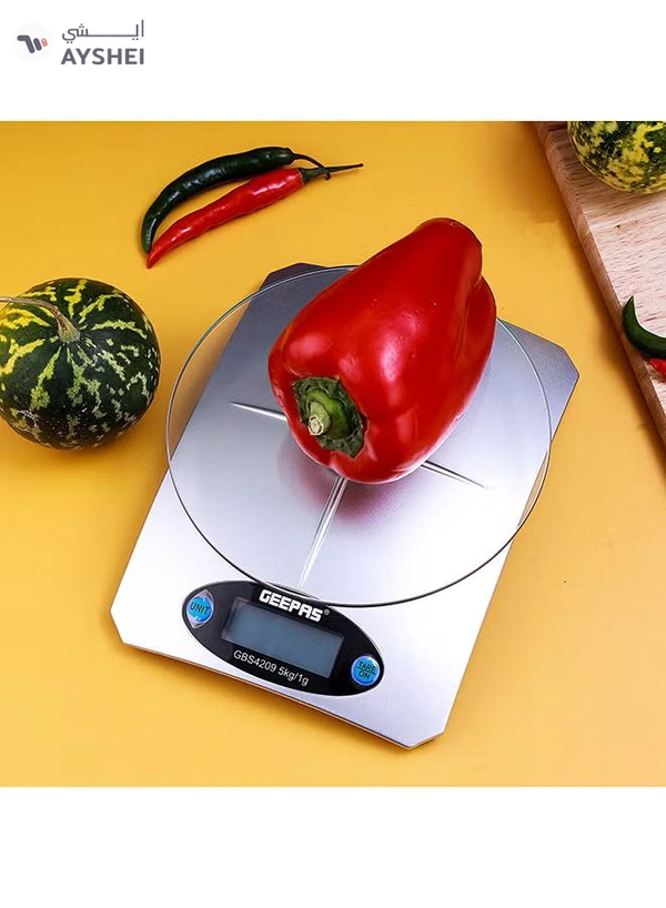 GEEPAS Portable Digital Kitchen Scale 5Kg White