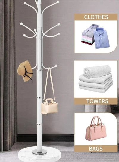 DubaiGallery Coat Rack, Coat Rack Freestanding Metal Coat Tree Hanger 12 Hooks Hat Rack for Hanging Bags Scarves Clothes Handbag Umbrella Jacket Hall Bedroom-2