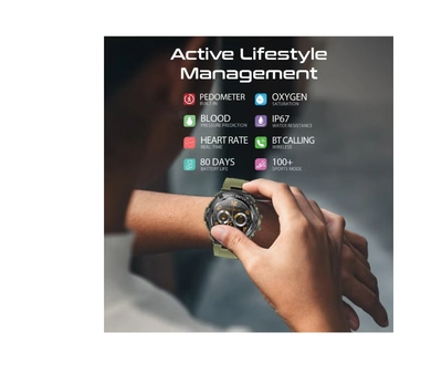 PROMATE Smart Watch, Round-Screen BT 5.1 Fitness Tracker With 1.53 Inch TFT Display, 80 Day Battery-1