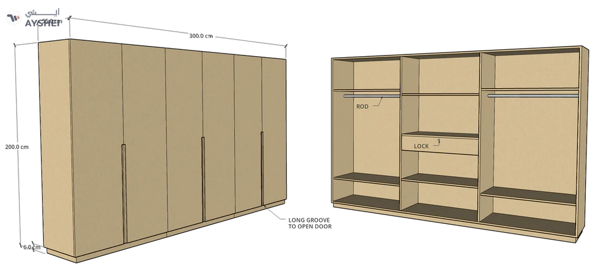 CF 6 Door Wardrobe, Custom Made-1-1