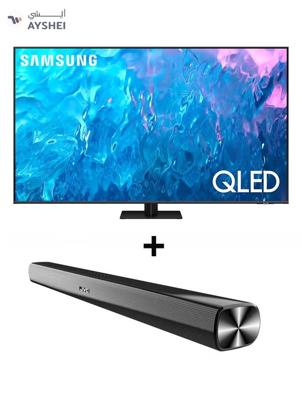 Samsung 55 Inch QLED 4K Smart TV 2023 + 2.0CH Soundbar Plus Bluetooth, Usb, Fm Radio With 600W PMPO 55Q70C+THN322B Titan Gray