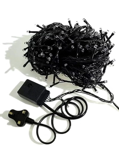 Yuwell 16 Meter 250 LED String Lights Decoration Lights Cool White Light 8 Modes Led Light Black Wire For Home Decorations Ramadan Lights Indoor & Outdoor Decoration Ramadan Decoration Light Diwali Lights Curtain Lights With 3-Pin UK Plug-3