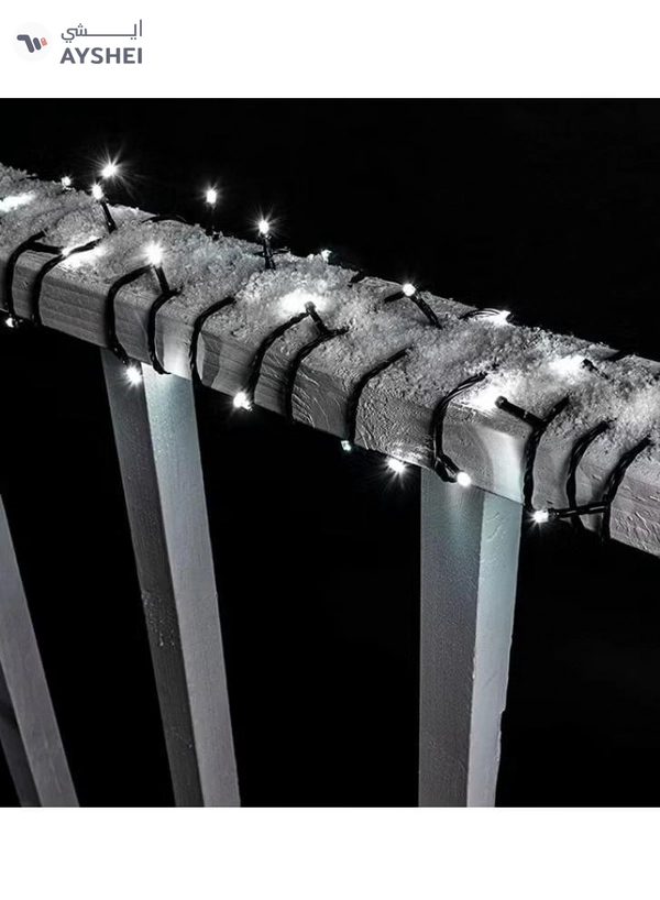Yuwell 16 Meter 250 LED String Lights Decoration Lights Cool White Light 8 Modes Led Light Black Wire For Home Decorations Ramadan Lights Indoor & Outdoor Decoration Ramadan Decoration Light Diwali Lights Curtain Lights With 3-Pin UK Plug