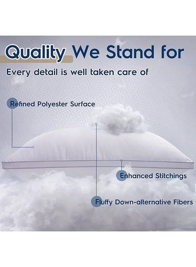 Eworld Set of 2 Premium Down Alternative Filled Bed Pillows in White with Breathable Cover-5