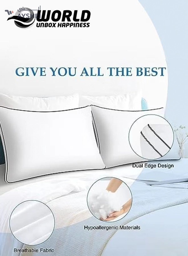 Eworld Set of 2 Premium Down Alternative Filled Bed Pillows in White with Breathable Cover