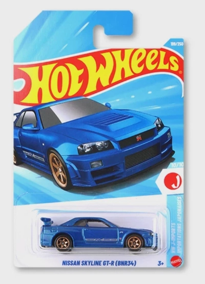 Hot Wheels Nissan Skyline GT-R (BNR34) R34 Blue HW J-Imports-0