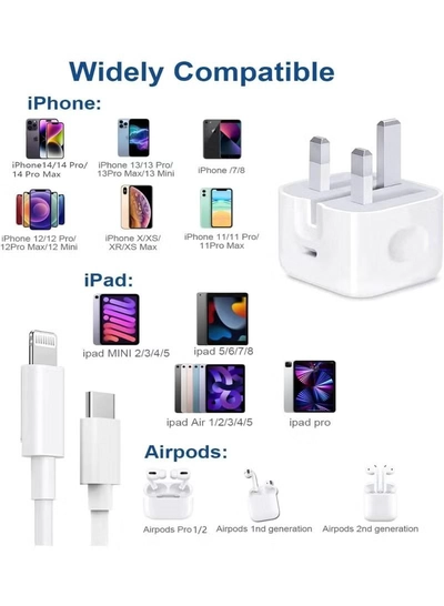 Eworld iPhone 20W Fast Charger with USB-C to Lightning Cable, PD 3.0 Adapter -2