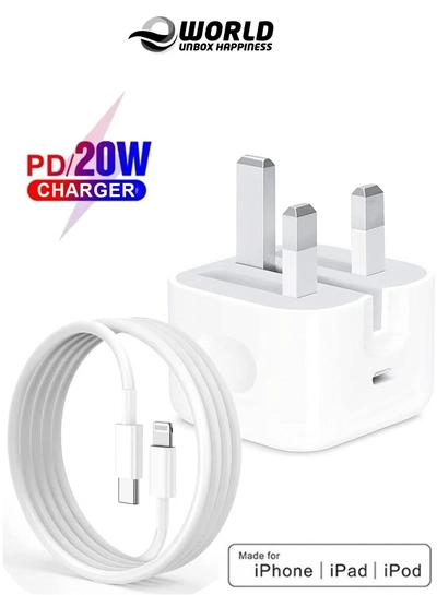 Eworld iPhone 20W Fast Charger with USB-C to Lightning Cable, PD 3.0 Adapter -0