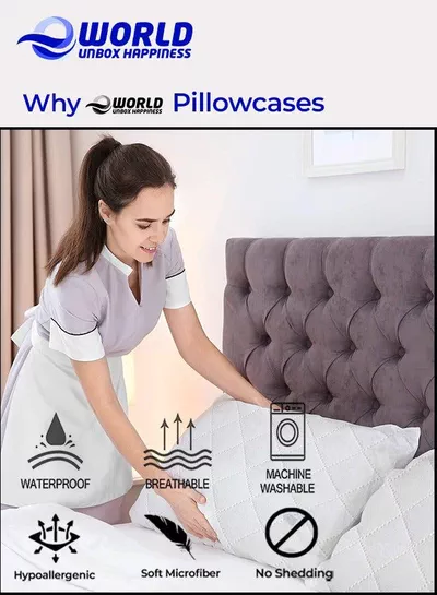 Pack of 4 Pillow Protectors - Quilted Zipped Pillow Covers - Ultra Luxe Zipped Pillow Protectors - Soft And Breathable Microfiber Pillowcase Protectors, Hypoallergenic 50x75cm-4