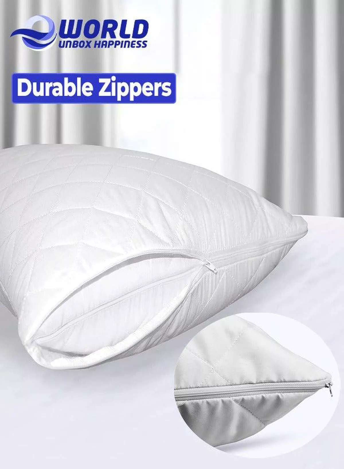 Pack of 4 Pillow Protectors - Quilted Zipped Pillow Covers - Ultra Luxe Zipped Pillow Protectors - Soft And Breathable Microfiber Pillowcase Protectors, Hypoallergenic 50x75cm-2-2