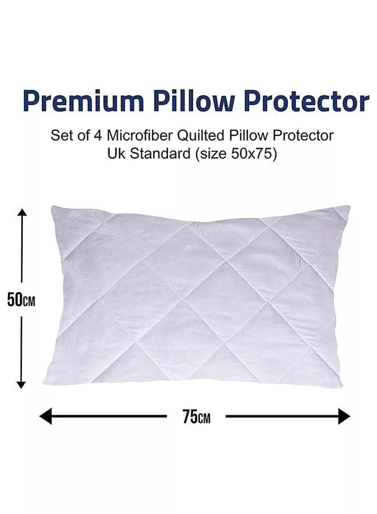 Pack of 4 Pillow Protectors - Quilted Zipped Pillow Covers - Ultra Luxe Zipped Pillow Protectors - Soft And Breathable Microfiber Pillowcase Protectors, Hypoallergenic 50x75cm-6-6