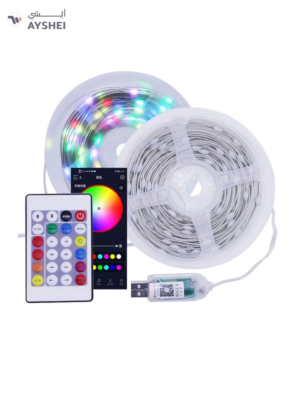 Yuwell 10M USB Led Light Smart Bluetooth RGB Light With APP Control Timer Setting Music Mode Led Light Strip For Decoration Bedroom PC And Cabinet 32.80FT Waterproof 100 LED Light Ramadan Decoration Light-2-2