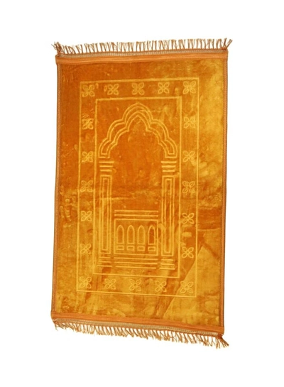 Yuwell Embossed Prayer Mat Anti-Slip Velvet Top Islamic Prayer Mat Sajadah Prayer Rug Salah Mat For Men And Women Eid Gift And Ramadan Gift 70X110CM Orange-0