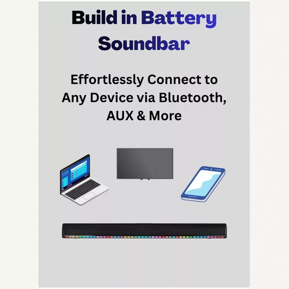 Sony Bundle Of Bravia 50-Inch X80L 4K UHD Smart Google TV With 2.0 Channel Portable Soundbar With Built In Battery & LED Lights - Ideal for Cinematic Home Theater, PS5 Pro Gaming, and Immersive Sports Streaming, Sony 50 Inch HDR TV - KD-50X80L+SOUNDBAR Black-1-1