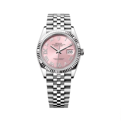 Rolex Datejust 36mm Steel & White Gold Pink Dial Diamonds Jubilee Bracelet-0