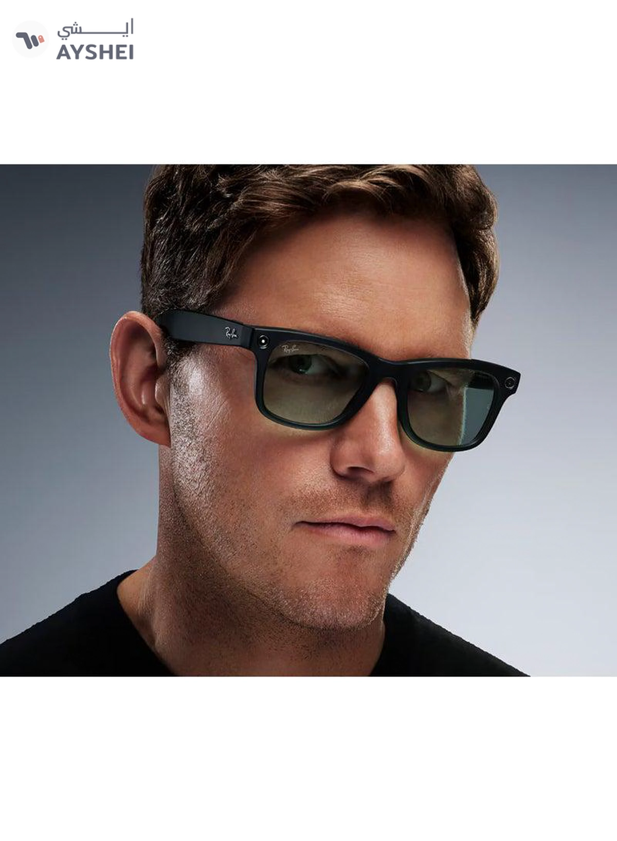 Meta Ray-Ban - Wayfarer Smart Glasses With Meta Ai, Audio, Photo, Video Compatibility - Clear/Graphite Green Transitions Lenses - Matte Black-5-5