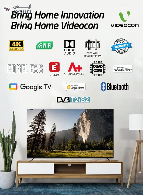 VIDEOCON 75 Inch 4K UHD Google TV with Voice Remote, Chromecast, 60Hz, HDR, Paired with 2.0 Channel 30W Soundbar, Bluetooth, USB, FM Radio E75ELGT1100+SOUNDBAR Black