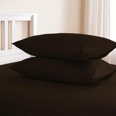 3pcs Fitted Bedsheet Set, 120x200cm, Deep Pocket (15–35cm), Striped Hotel Bed Sheet Set, Black-1