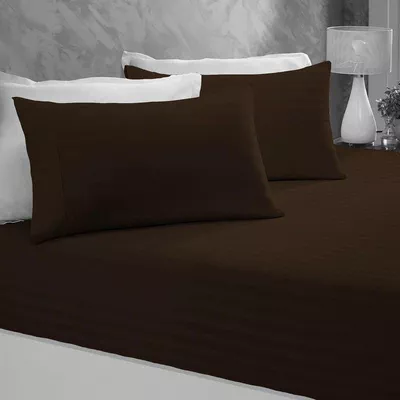 3pcs Fitted Bedsheet Set, 120x200cm, Deep Pocket (15–35cm), Striped Hotel Bed Sheet Set, Black-2