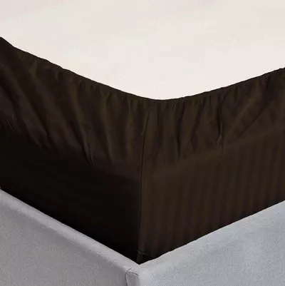 3pcs Fitted Bedsheet Set, 120x200cm, Deep Pocket (15–35cm), Striped Hotel Bed Sheet Set, Black-3