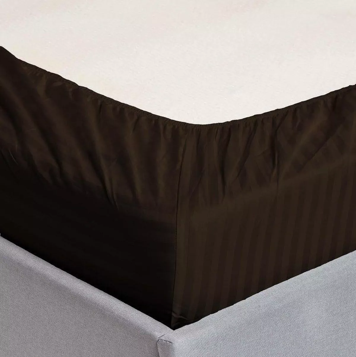 3pcs Fitted Bedsheet Set, 120x200cm, Deep Pocket (15–35cm), Striped Hotel Bed Sheet Set, Black-3-3