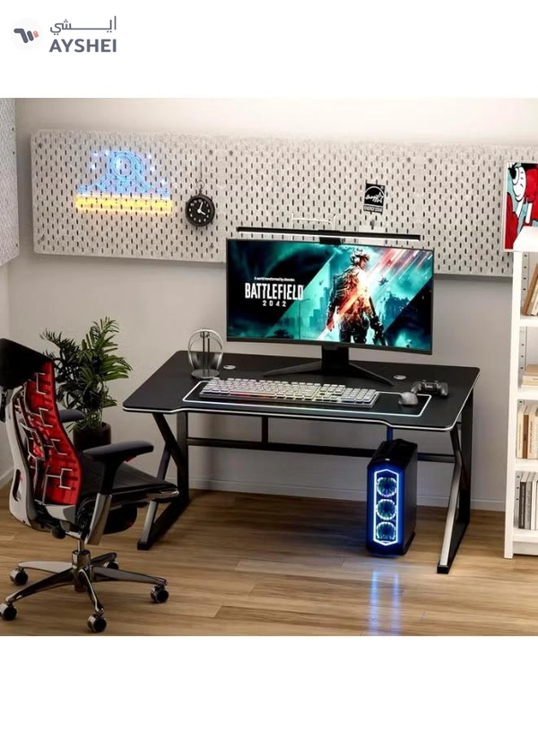 DubaiGallery Gaming table, gaming desk, gaming and home office table, computer desk and table with K-shaped carbon fiber top, high quality and easy to install