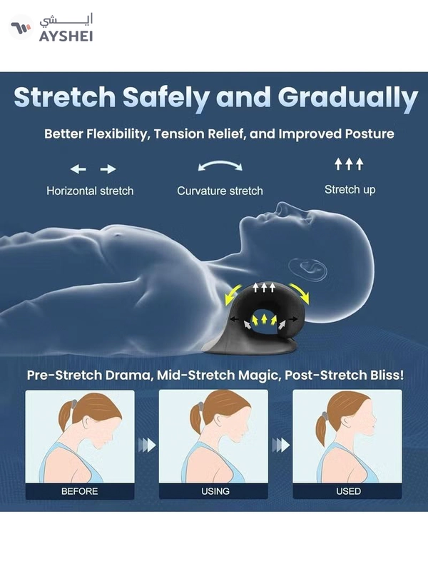 Eworld Cervical Traction Neck Support Stretcher, Pain Relief & Posture Corrector for Neck, Back