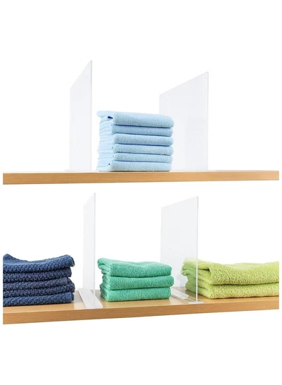 Eworld Pack of 6 Clear Acrylic Shelf Dividers for Efficient Closet Organization-1