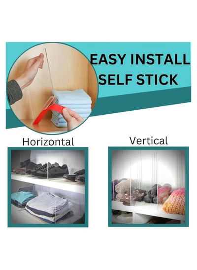 Eworld Pack of 6 Clear Acrylic Shelf Dividers for Efficient Closet Organization-3