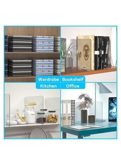 Eworld Pack of 6 Clear Acrylic Shelf Dividers for Efficient Closet Organization-7