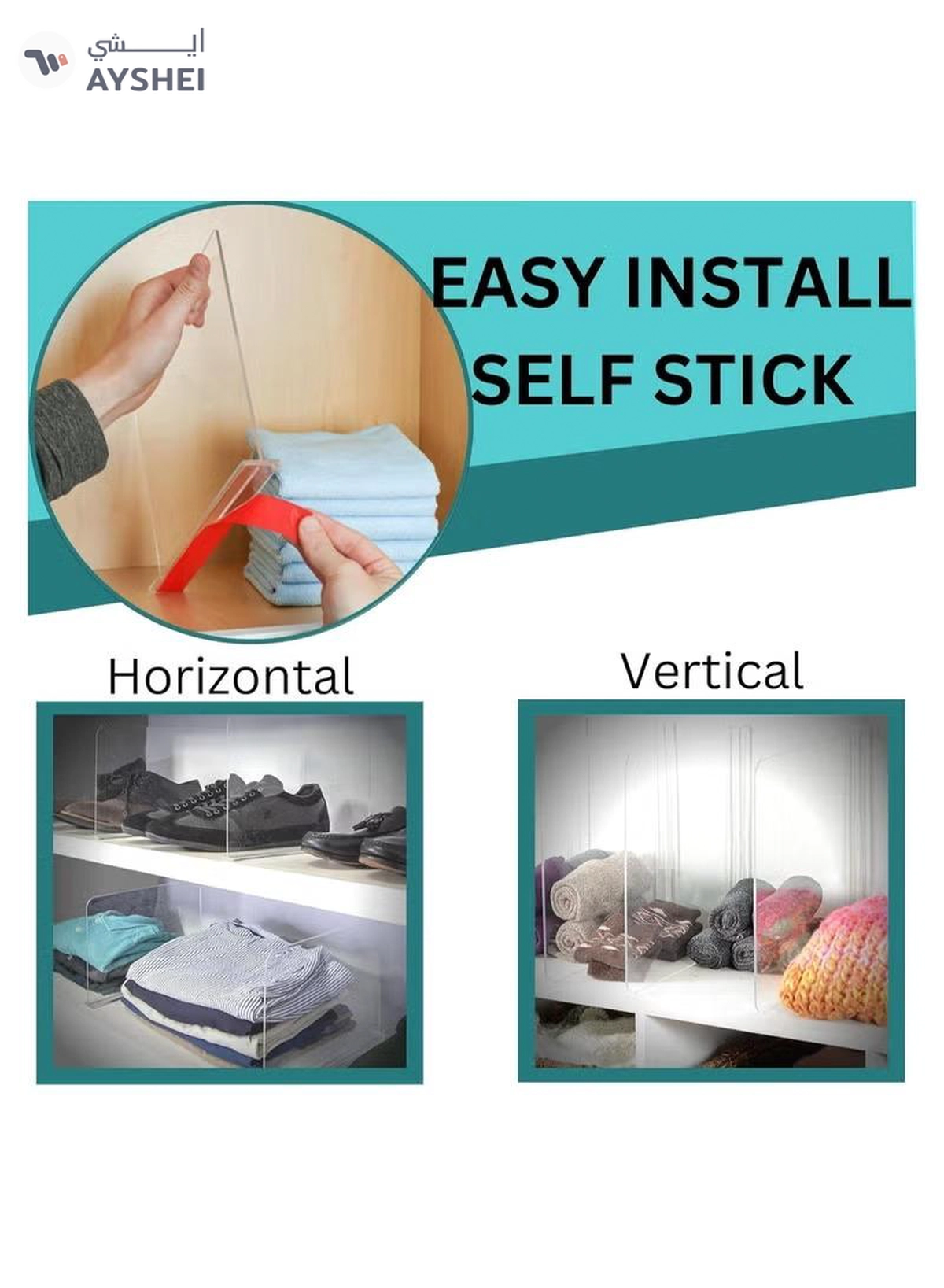 Eworld Pack of 6 Clear Acrylic Shelf Dividers for Efficient Closet Organization-3-3