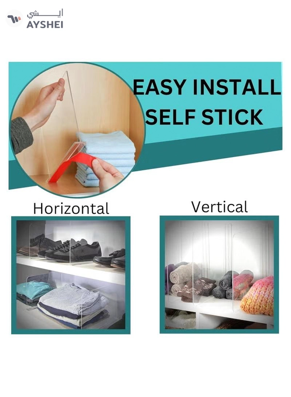 Eworld Pack of 6 Clear Acrylic Shelf Dividers for Efficient Closet Organization
