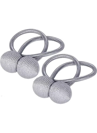 AIWANTO 2-Pieces Curtain Tiebacks Magnetic Holder Silver-1