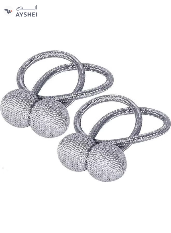 AIWANTO 2-Pieces Curtain Tiebacks Magnetic Holder Silver