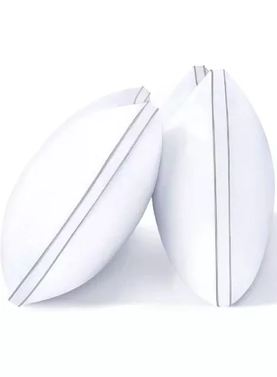 Set of 2 Premium Down Alternative Filled Bed Pillows in White with Breathable Cover, Double Piping, and Plush Bounce-Back Design-2