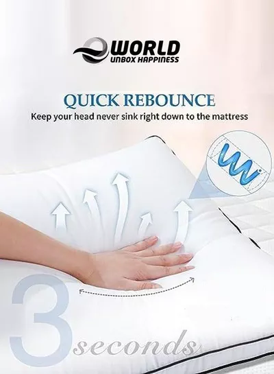 Set of 2 Premium Down Alternative Filled Bed Pillows in White with Breathable Cover, Double Piping, and Plush Bounce-Back Design-3