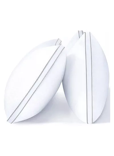 Set of 2 Premium Down Alternative Filled Bed Pillows in White with Breathable Cover, Double Piping, and Plush Bounce-Back Design-8