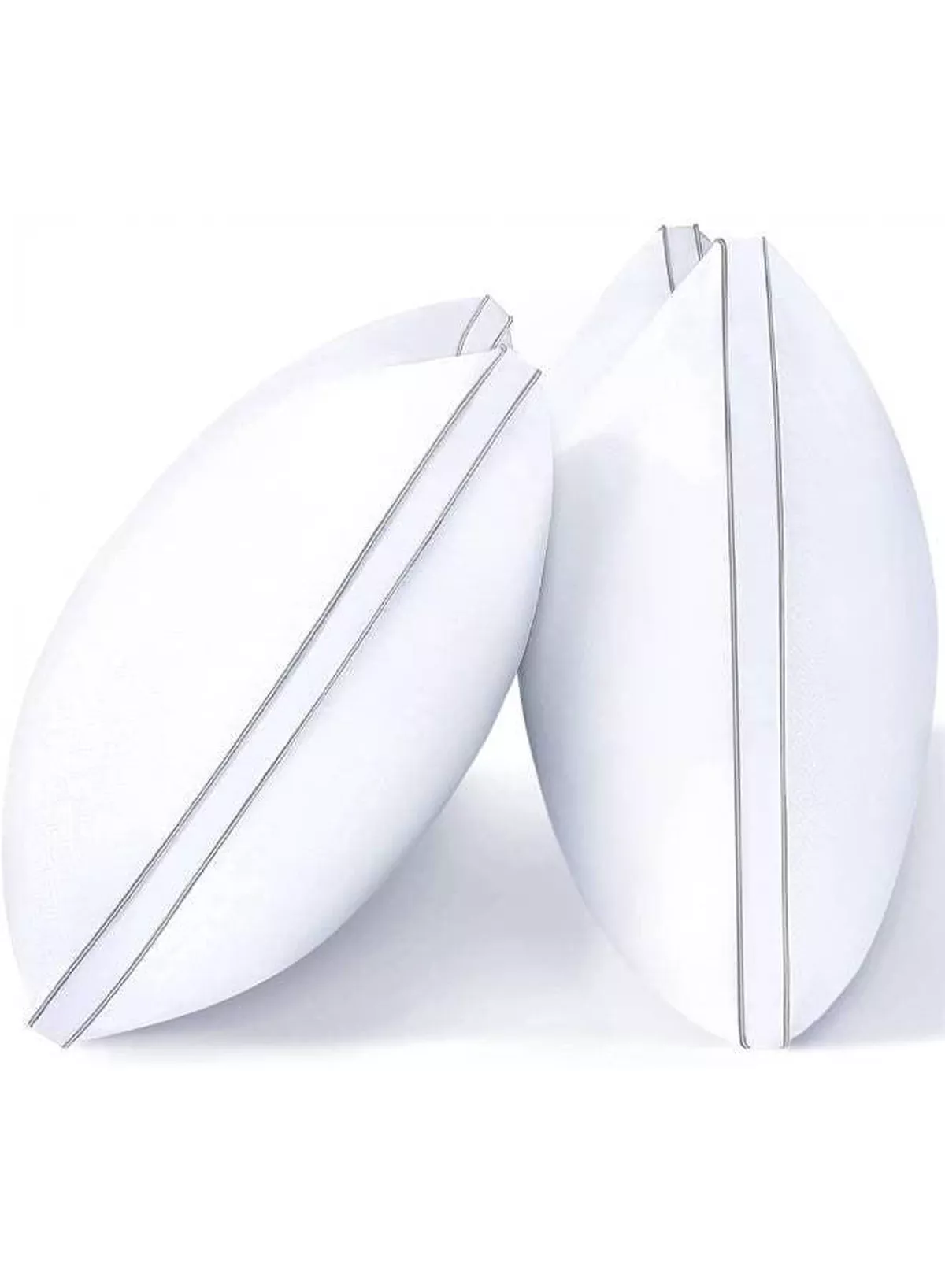 Set of 2 Premium Down Alternative Filled Bed Pillows in White with Breathable Cover, Double Piping, and Plush Bounce-Back Design-2-2