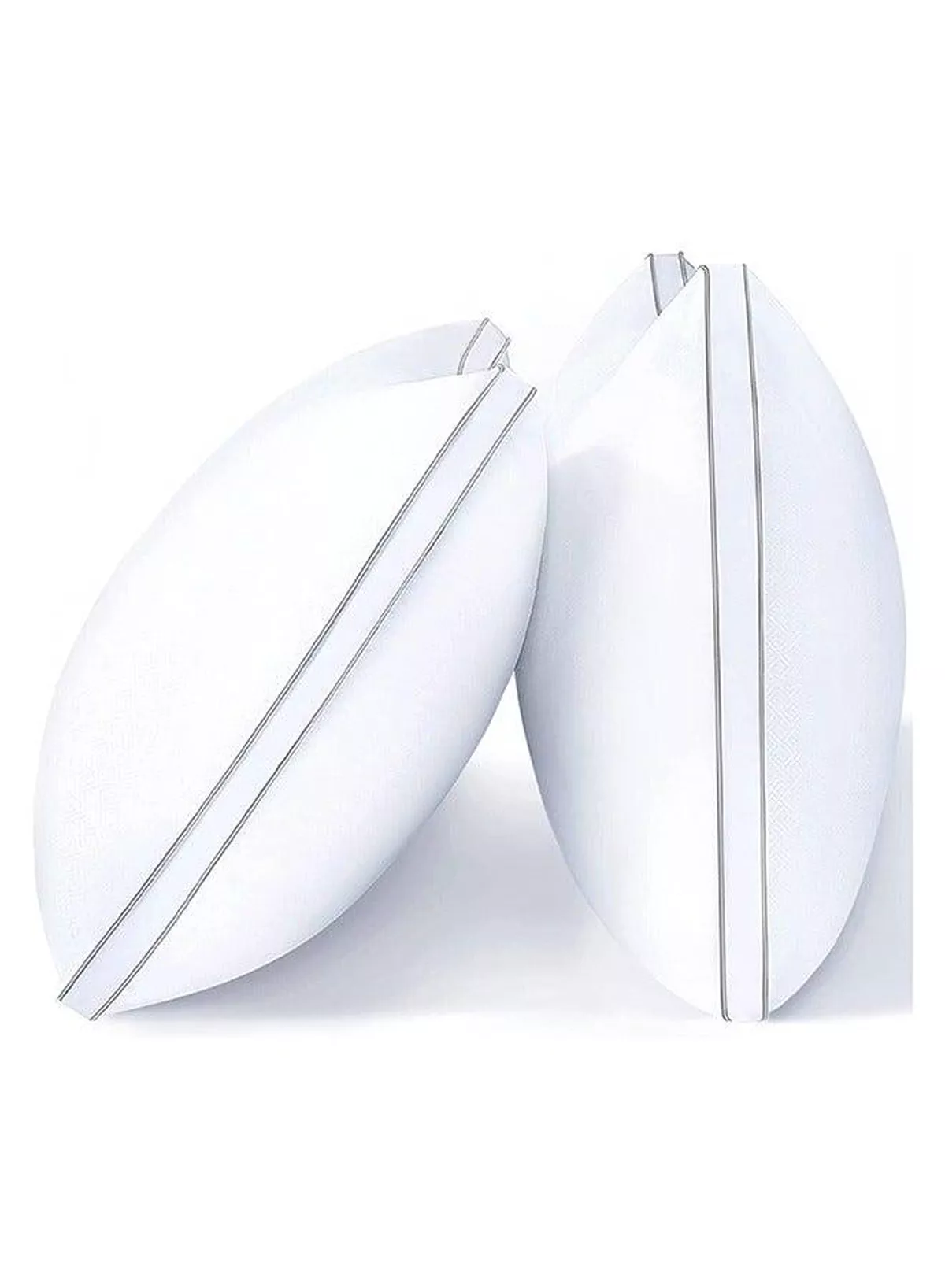 Set of 2 Premium Down Alternative Filled Bed Pillows in White with Breathable Cover, Double Piping, and Plush Bounce-Back Design-8-8