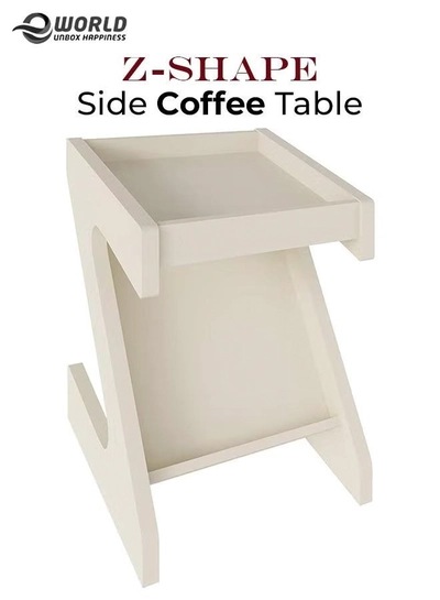Eworld Modern Z-Shaped Side Coffee Table for Living room with Ample Storage Space-0