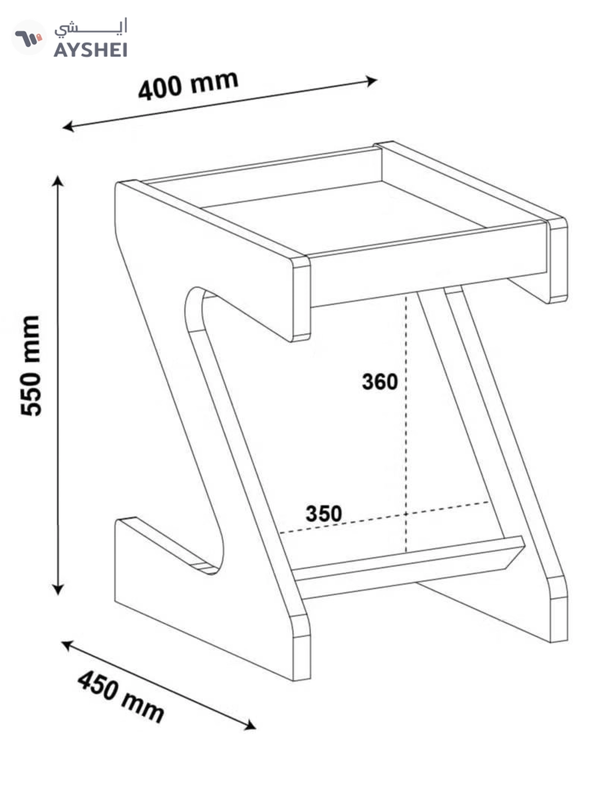 Eworld Modern Z-Shaped Side Coffee Table for Living room with Ample Storage Space-2-2