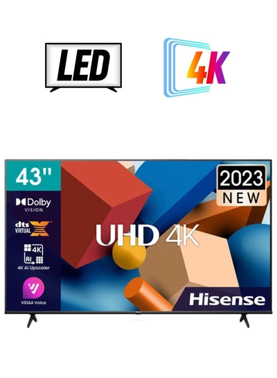 Hisense 4K UHD DLED Smart Television 43Inch (2023 Model) 43A61K Black-0