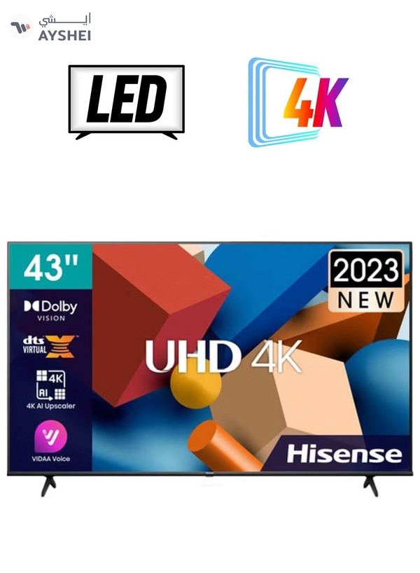 Hisense 4K UHD DLED Smart Television 43Inch (2023 Model) 43A61K Black