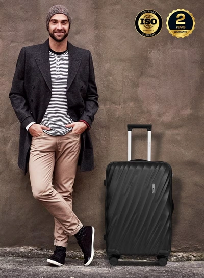 PARAJOHN Swirl Series 3 Pcs ABS Luggage Trolley Set - Black-4