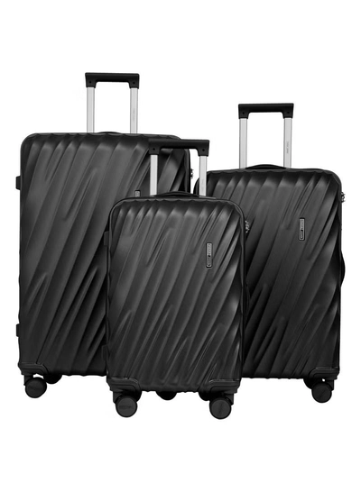PARAJOHN Swirl Series 3 Pcs ABS Luggage Trolley Set - Black-0