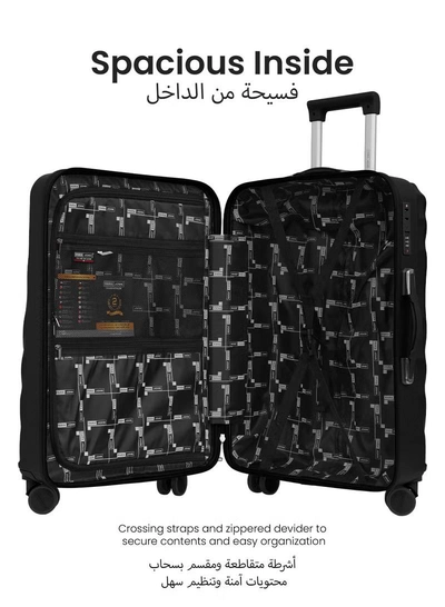 PARAJOHN Swirl Series 3 Pcs ABS Luggage Trolley Set - Black-5