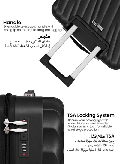 PARAJOHN Swirl Series 3 Pcs ABS Luggage Trolley Set - Black-2